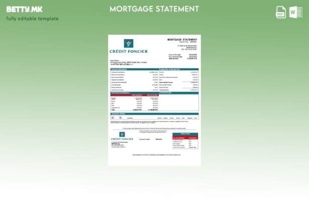 модерен стил Монако Credit Foncier de Monaco извод за хипотека за Word и шаблон 